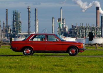 Mercedes 280 W123, 2014 car meeting in the Antwerp harbor.